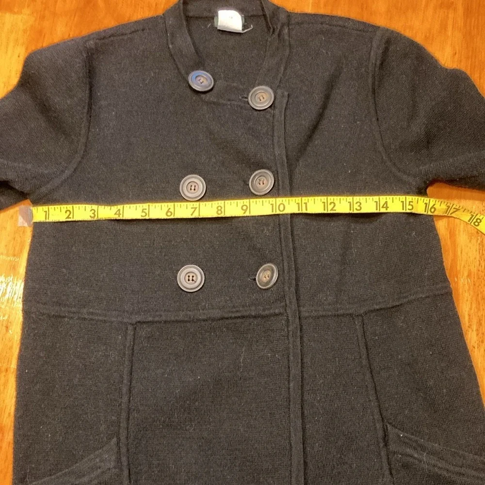 J.Crew‎ Womens Black Double Breasted Knit Coat Mock Neck Classic Chic Jacket